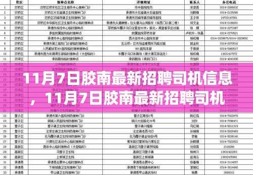 11月7日胶南最新司机招聘信息汇总与全面评测介绍