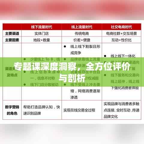 专题课深度洞察,全方位评价与剖析