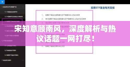 宋知意顾南风，深度解析与热议话题一网打尽！